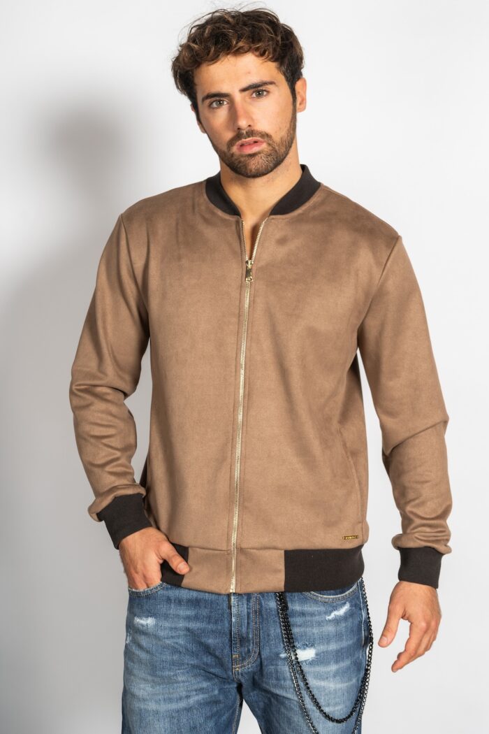 BOMBER-ZIP-CAMOSCIO